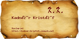 Kadnár Kristóf névjegykártya