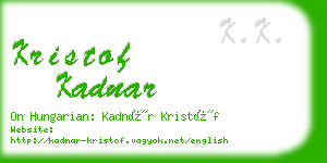 kristof kadnar business card